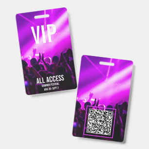 Badge de festival VIP accès complet QR Code