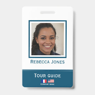 Badge de guide de tour personnalisé avec photo, no