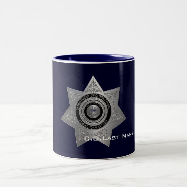 Badge de l'agent correctionnel ARGENT-café Mug (Centre)