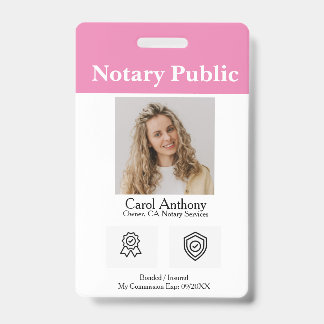 Badge de l'ID de l'agent de signature du notaire