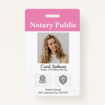 Badge de l'ID de l'agent de signature du notaire