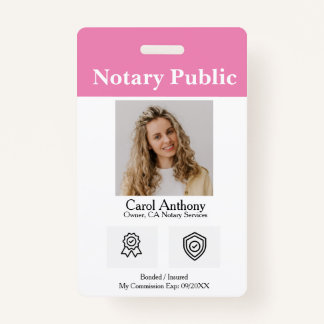 Badge de l'ID de l'agent de signature du notaire