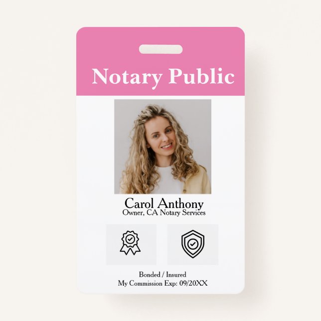 Badge de l'ID de l'agent de signature du notaire (Devant)
