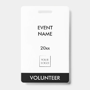 Badge de logo de bénévole pour événement en noir e