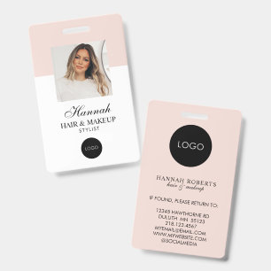 Badge de Maquillage Photo Cheveux Logo Script Rose