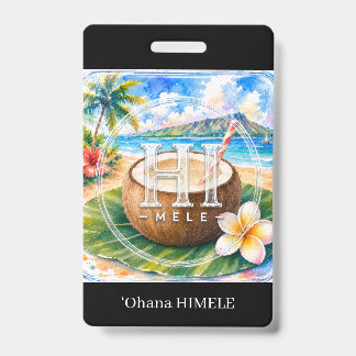 Badge de nom ʻOhana HIMELE Noix de coco