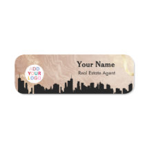 Badge de nom de bien immobilier avec Skyline & Log