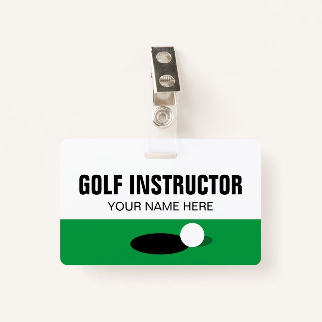 Badge de nom de l'instructeur de golf avec clip ou (Devant avec clip)