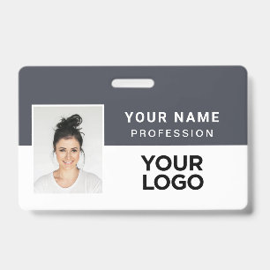 Badge de nom de photo d'employé de la société gris