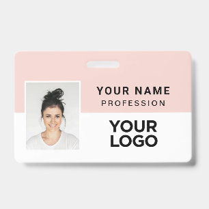 Badge de nom de photo d'employé d'entreprise rose