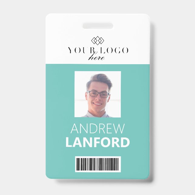 Badge de nom d'employé | Logo et couleur personnal (Avant)