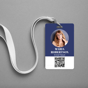Badge de nom d'employé Minimaliste Code QR Photo B