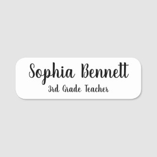 Badge de nom d'enseignant blanc classique