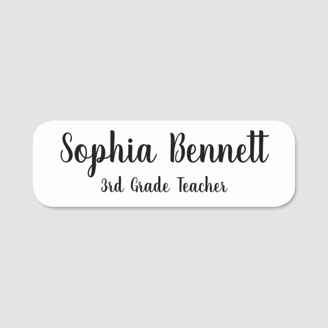 Badge de nom d'enseignant blanc classique (Devant)