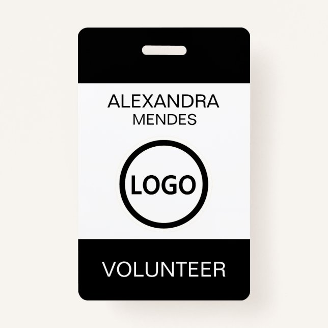Badge de nom du bénévole avec Clip Logo personnali (Devant)