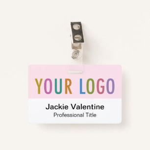 Badge de nom en PVC rose avec Canne à Clip ou bobi