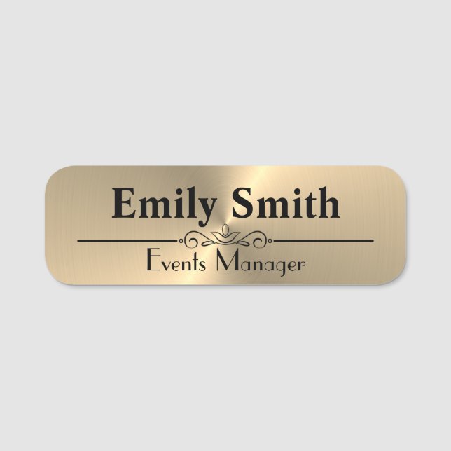 Badge de nom magnétique personnalisé Gold Design (Devant)