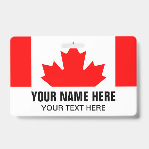 badge de nom personnalisé avec drapeau canadien