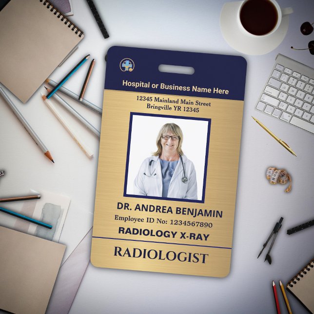 Badge de nom personnalisé avec photo et code-barre (Modern ID Identification Hospital Doctor Employee Photo Custom Card Badge)
