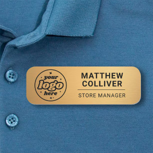 Badge de nom personnalisé en or minimal pour emplo
