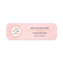 Badge de nom personnalisé rose avec logo pour les