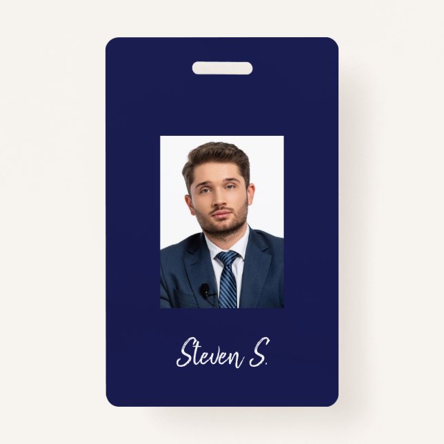 badge de nom photo bleu marine (Devant)