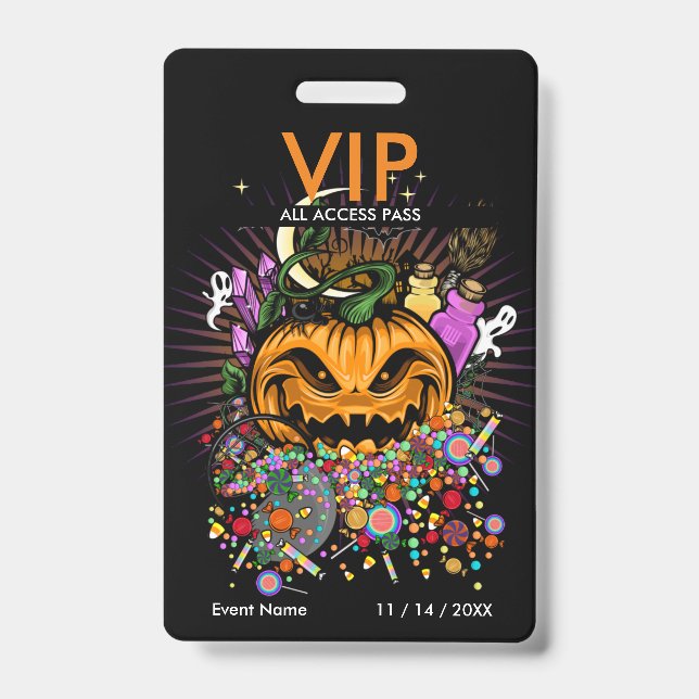 Badge de passe d'accès VIP de l'événement Hallowee (Avant)
