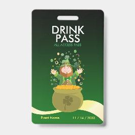 Badge de passe de boisson de la Saint-Patrick