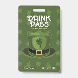 Badge de passe de boisson de la Saint-Patrick
