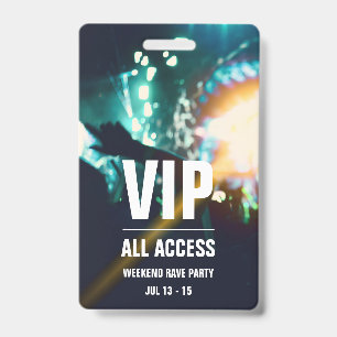 Badge de passe de concert tout accès VIP personnal