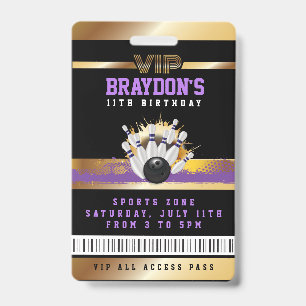 Badge de passeport VIP Bowling ALL ACCESS Gold
