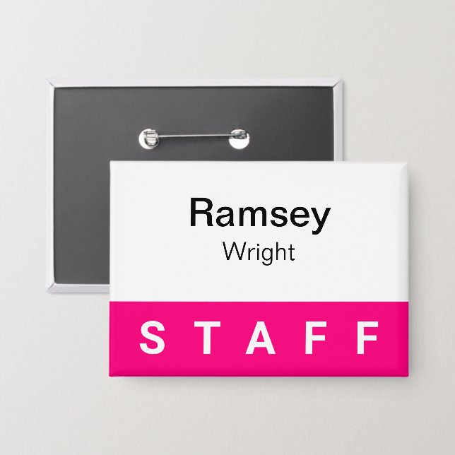 Badge de personnel rose chaud 3,5 pouces Nom Balis (Recto/Verso)