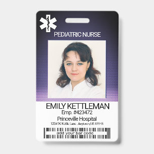 Badge de photo de domaine médical - Infirmière péd