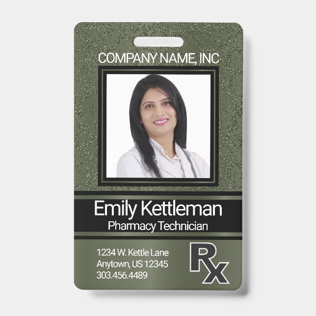 Badge de photo de technicien en pharmacie - Vert (Avant)