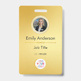 Badge de photo d'employé avec QR code et logo de v