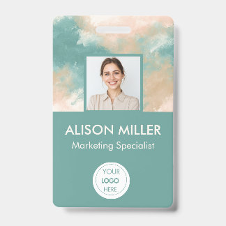 Badge de photo d'employé élégant avec aquarelle sa