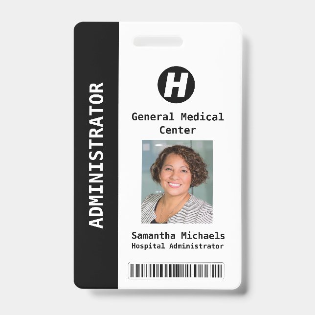 Badge de photo d'employé personnalisé, nom, code-b (Avant)