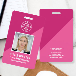 Badge de photo d'identification minimal rose de l'