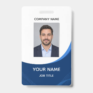 Badge de photo d'identité d'employé de vague bleue