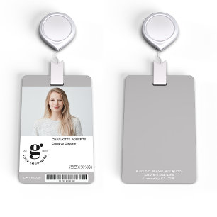Badge de photo d'identité du personnel gris avec c