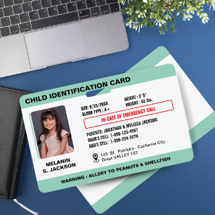 Badge de photo d'urgence personnalisé pour enfants