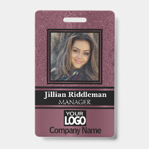 Badge de photo et de logo noir et rouge vin