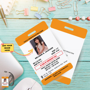 Badge de Photo Personnalisé pour Enfants avec Info