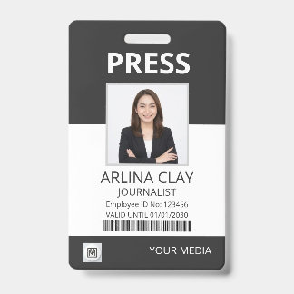 Badge de presse photo journaliste média passe noir