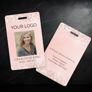 Badge de salon en paillettes Rosegold ID photo d'e