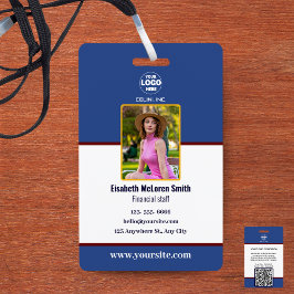 Badge de sécurité bleu professionnel : Photo et en