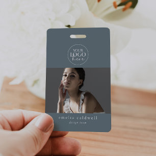 Badge de sécurité photo ID employé bleu EMELIA