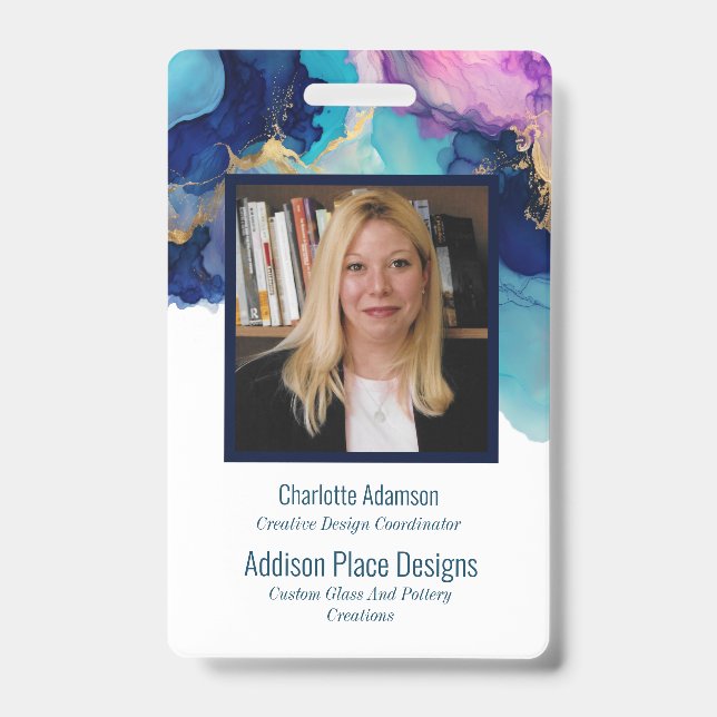 Badge de sécurité pour employés avec image abstrai (Front)