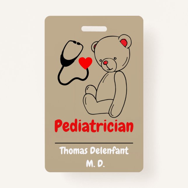 badge de stéthoscope en peluche et coeur (Devant)
