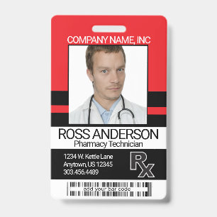 Badge de Technicien en Pharmacie - Rouge et Noir